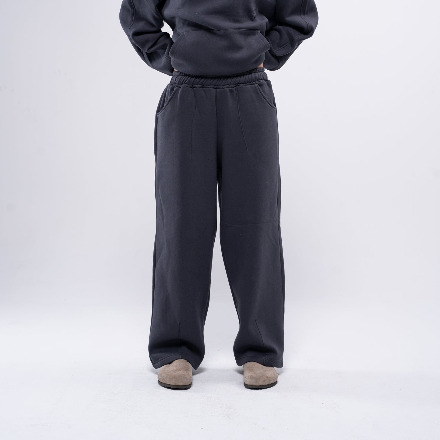 Semi-striped charcoal sweatpants