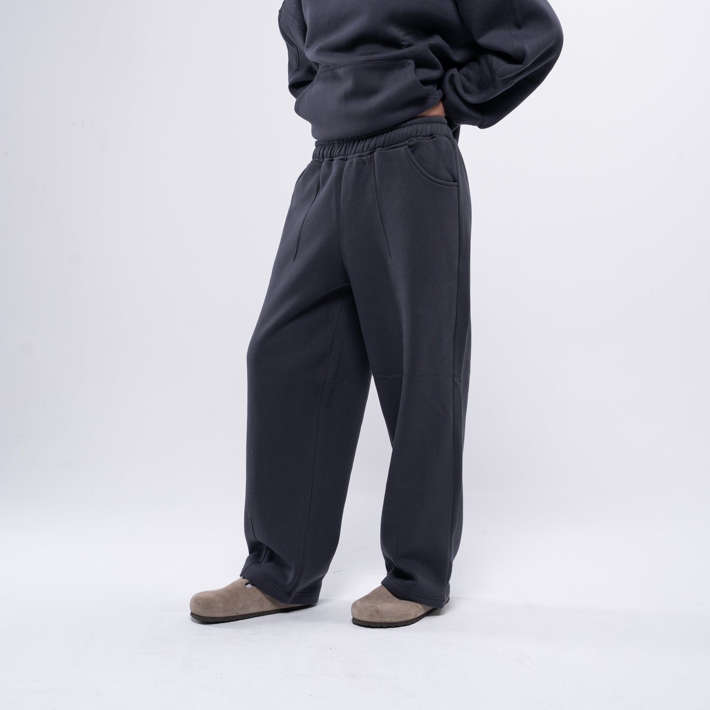 Semi-striped charcoal sweatpants