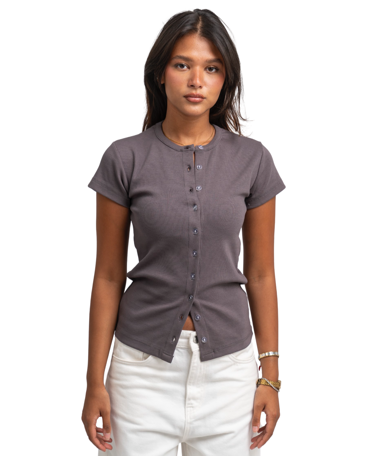 Ribbed buttons top