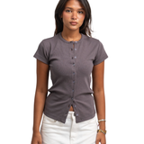Ribbed buttons top