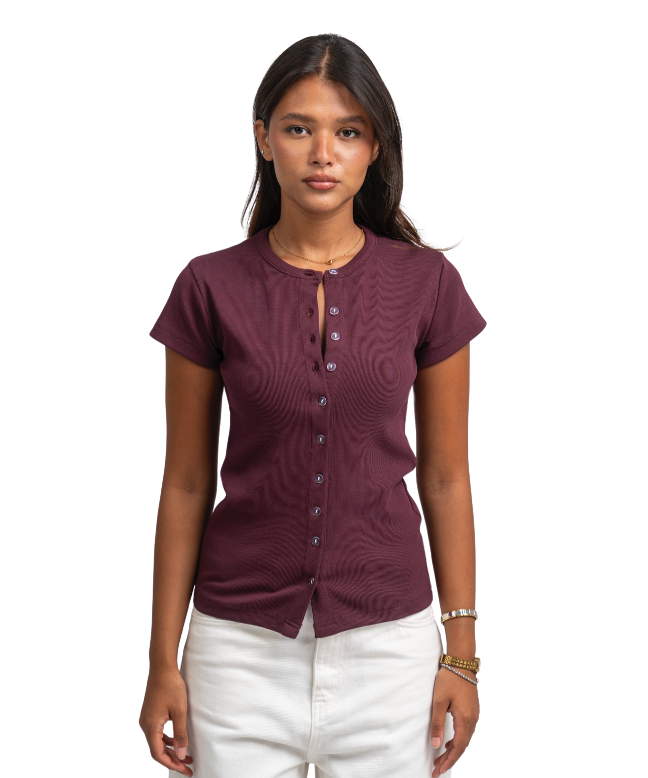 Ribbed buttons top