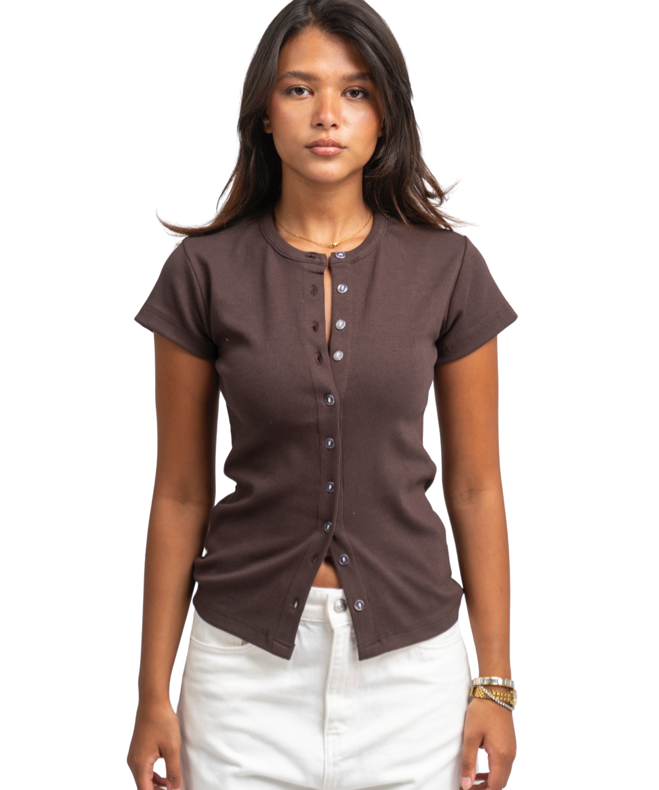 Ribbed buttons top