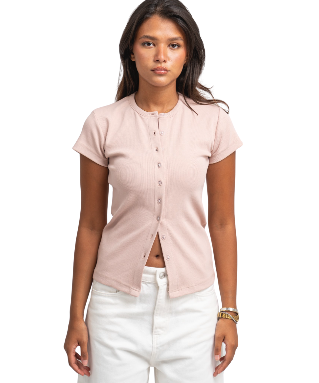 Ribbed buttons top