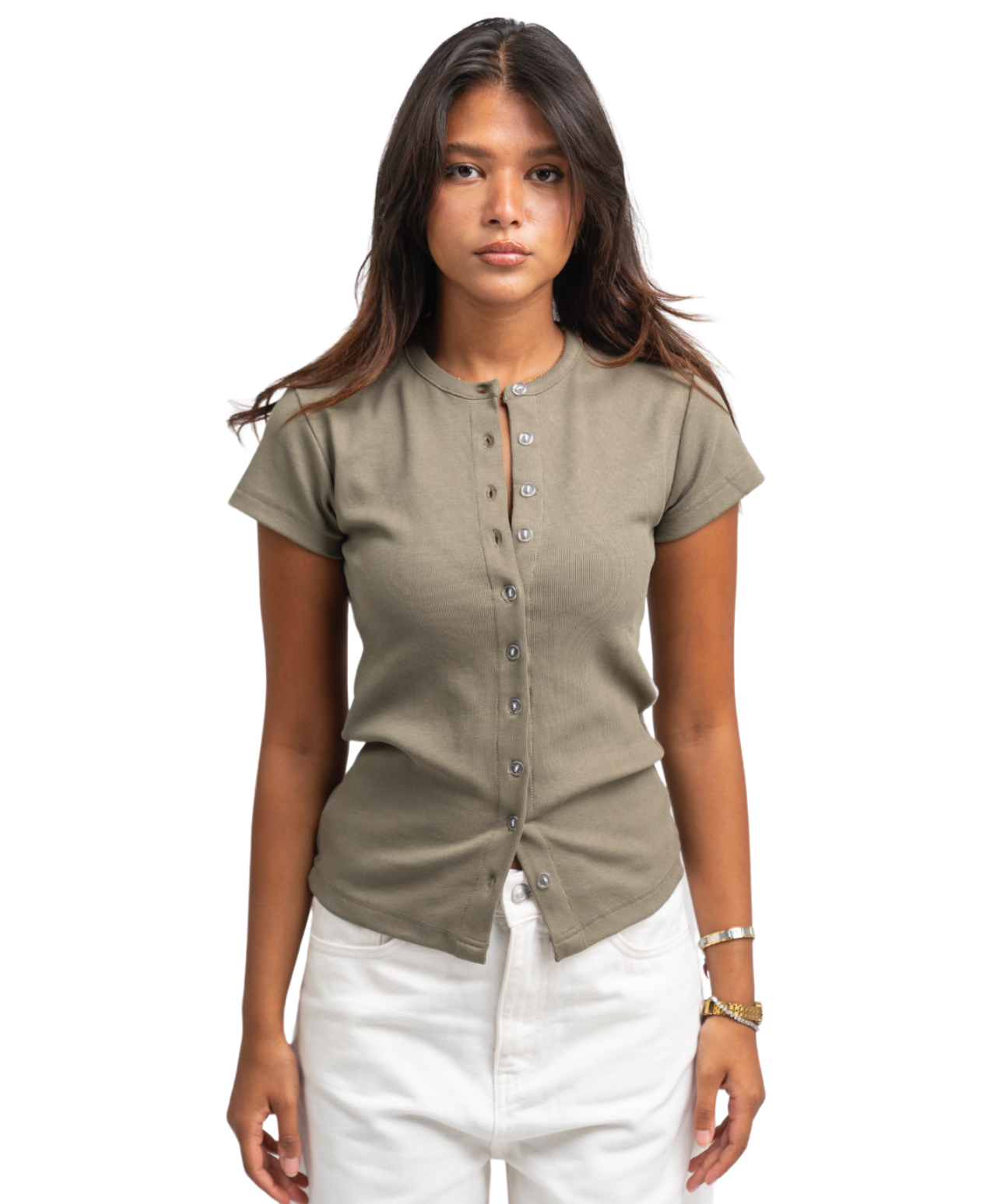 Ribbed buttons top