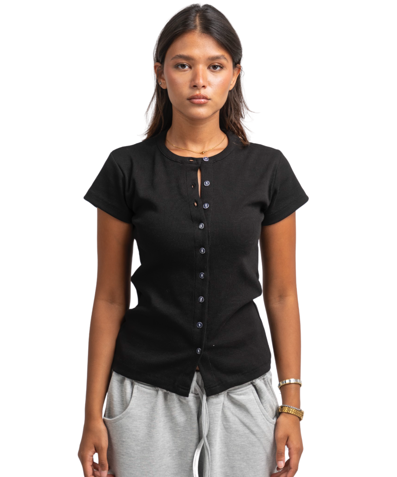 Ribbed buttons top