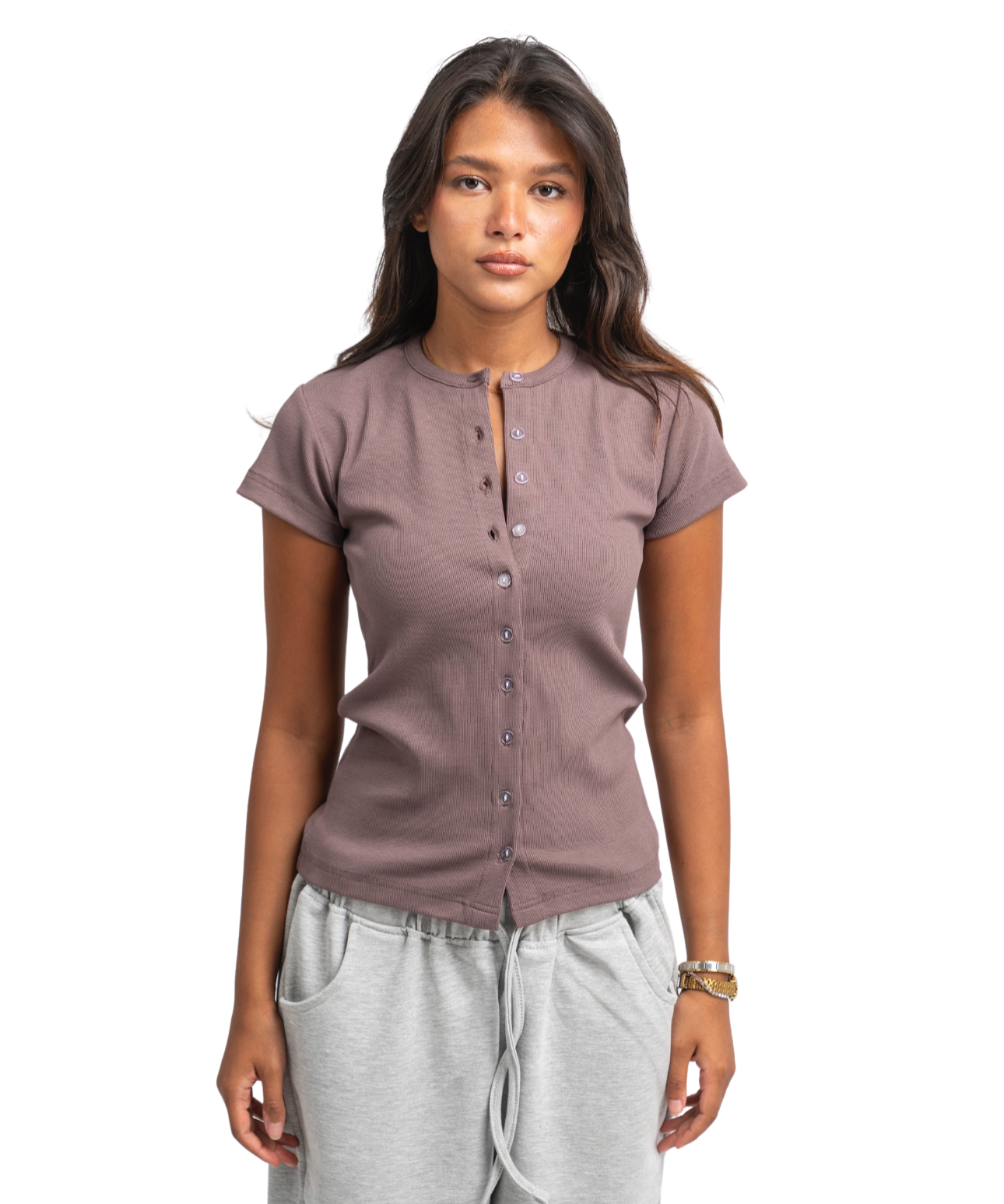 Ribbed buttons top