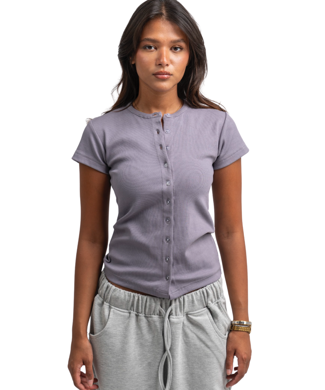 Ribbed buttons top